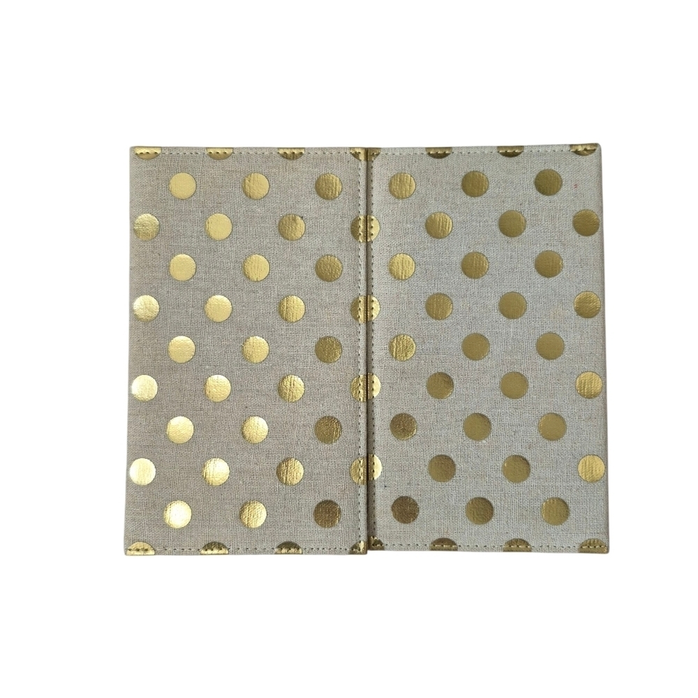 Kate Spade Planner Folio Neutral Canvas Woth Gold Polka Dot